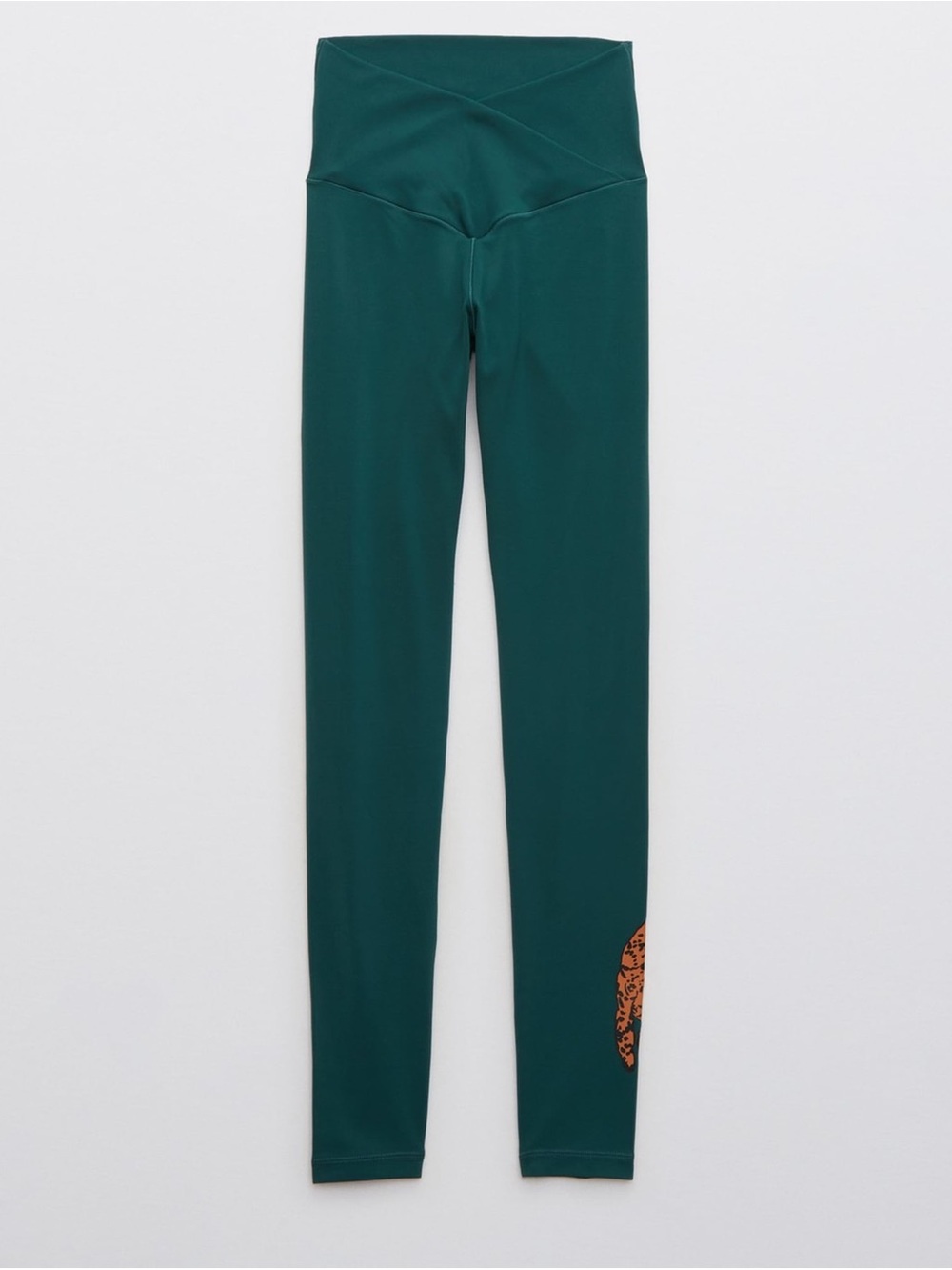 EUC OFFLINE by Aerie x Aly Raisman teal green leggings with leopard - size S